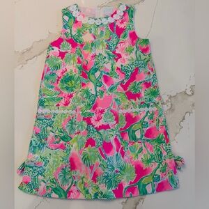 Lilly Pulitzer Little Lilly Classic Shift Dress Pink & Green Jungle Print